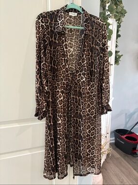Siren Lily Leopard Print Swim Coverup in Brown and Black